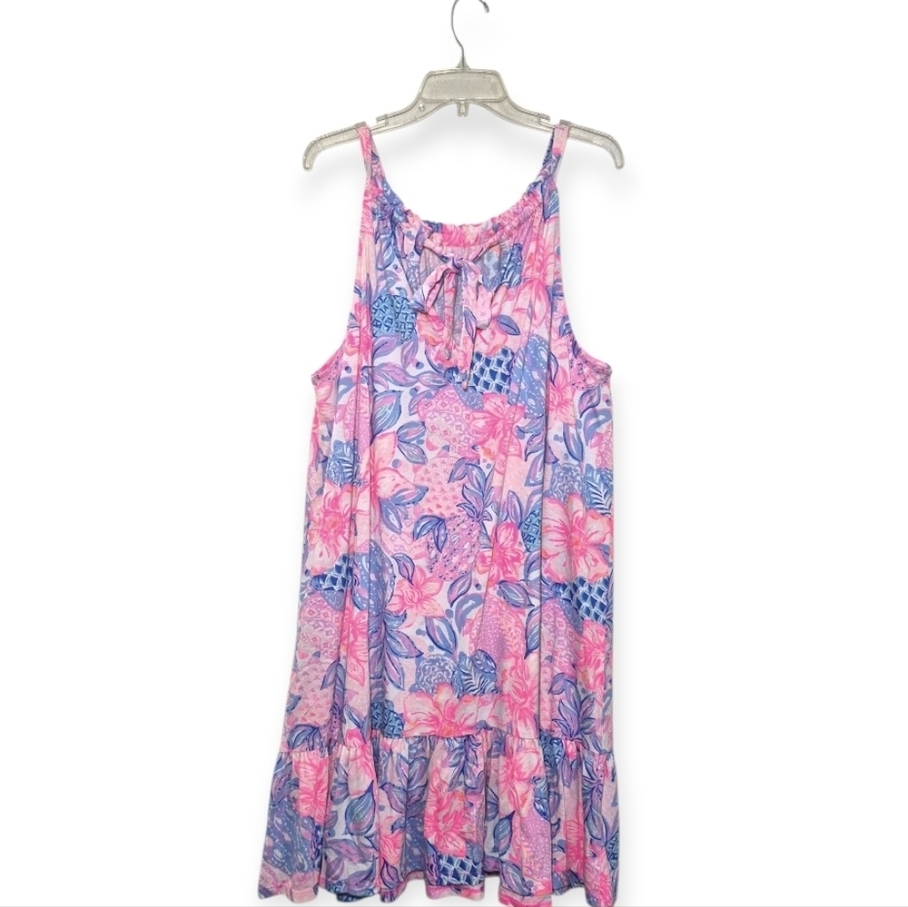 LILLY PULITZER Saira Halter Dress In Pink Isle Snappy Turtle XXL - Picture 5 of 7